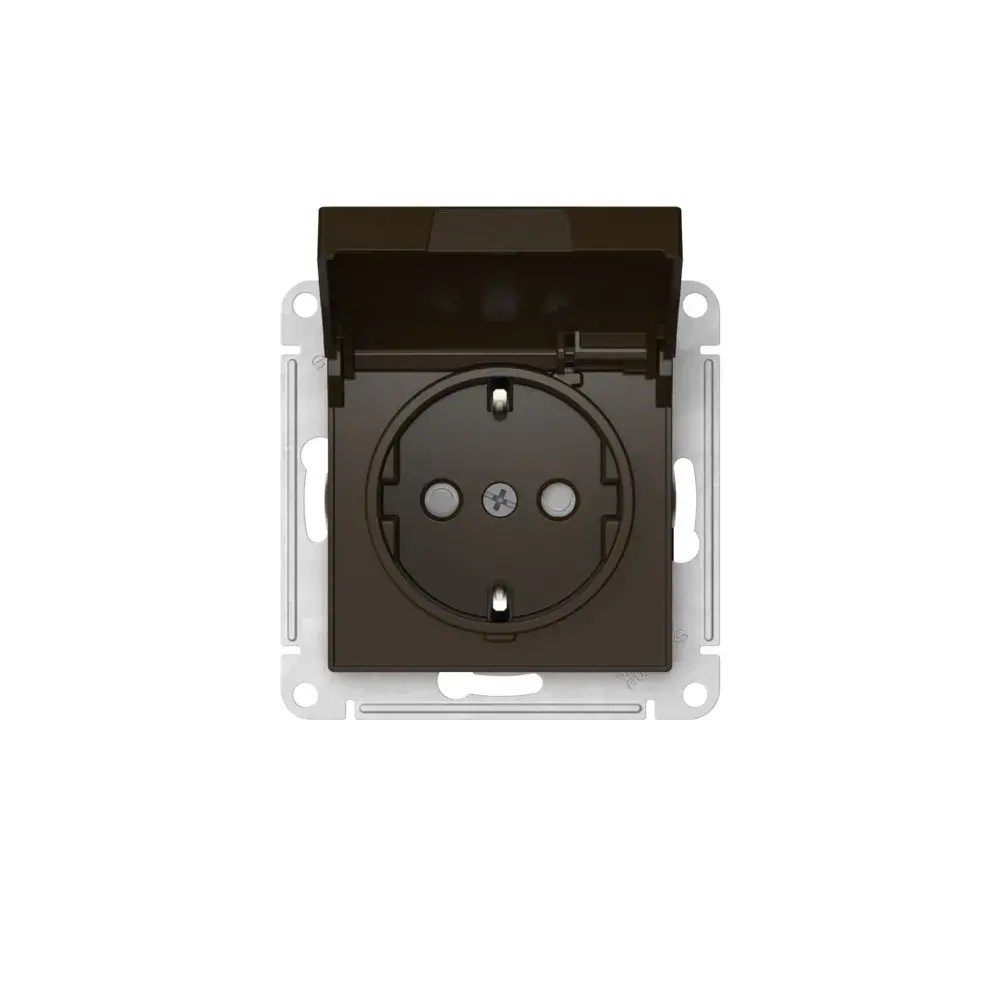 ATLASDESIGN РОЗЕТКА с заземлением со шторками с крышкой,16А,IP20, мех.,быстрозажим. клем., МОККО