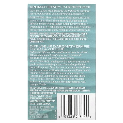 Aura Cacia, автомобильный диффузор для ароматерапии, 1 шт.