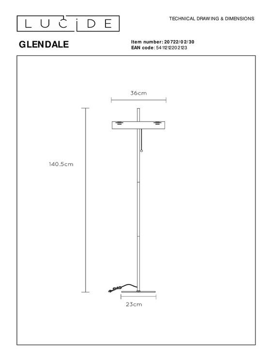 Торшер Lucide Glendale 20722/02/30