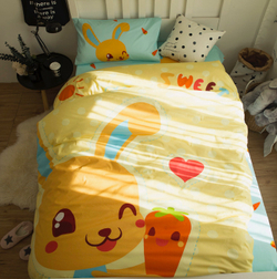 Постельное белье 1.5 Полуторка Сатин Детское Зайка с морковкой