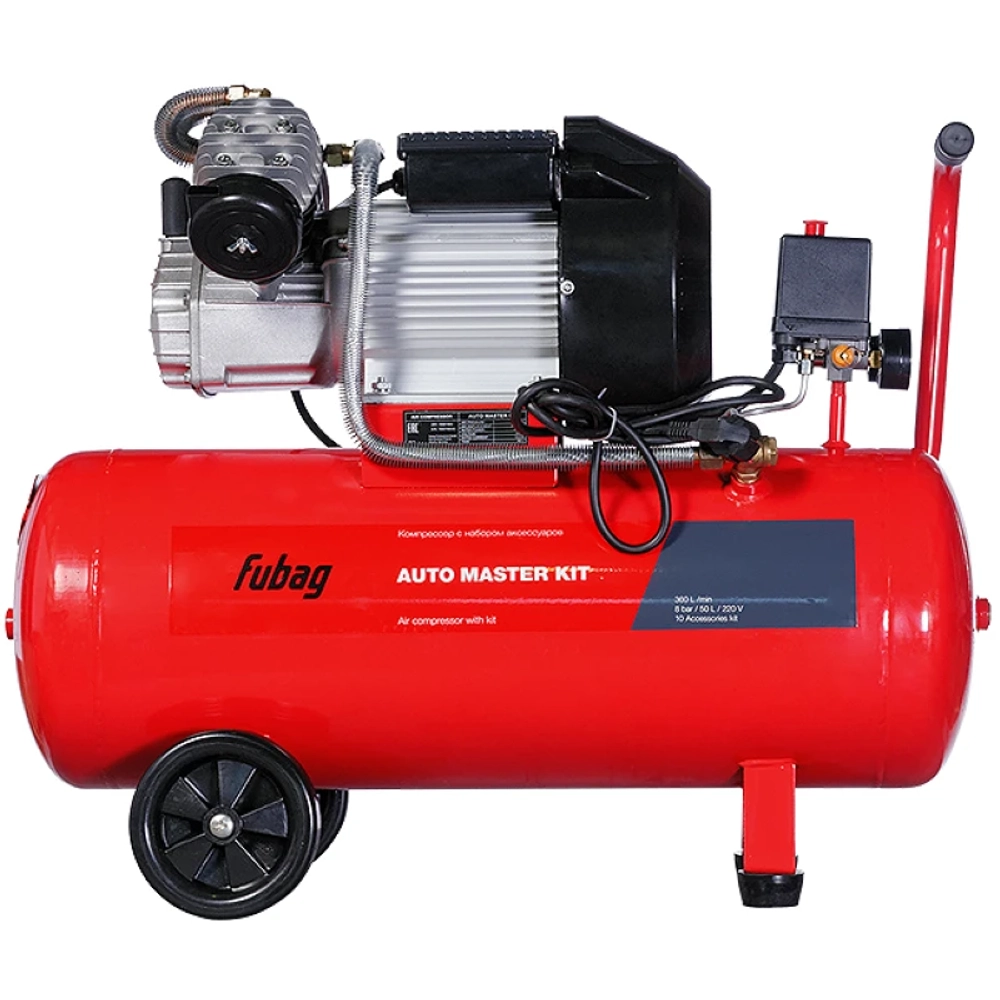 FUBAG Авто мастер с набором пневмоинструмента (AUTO MASTER KIT) компрессор поршневой масляный с 10 предметами 641270