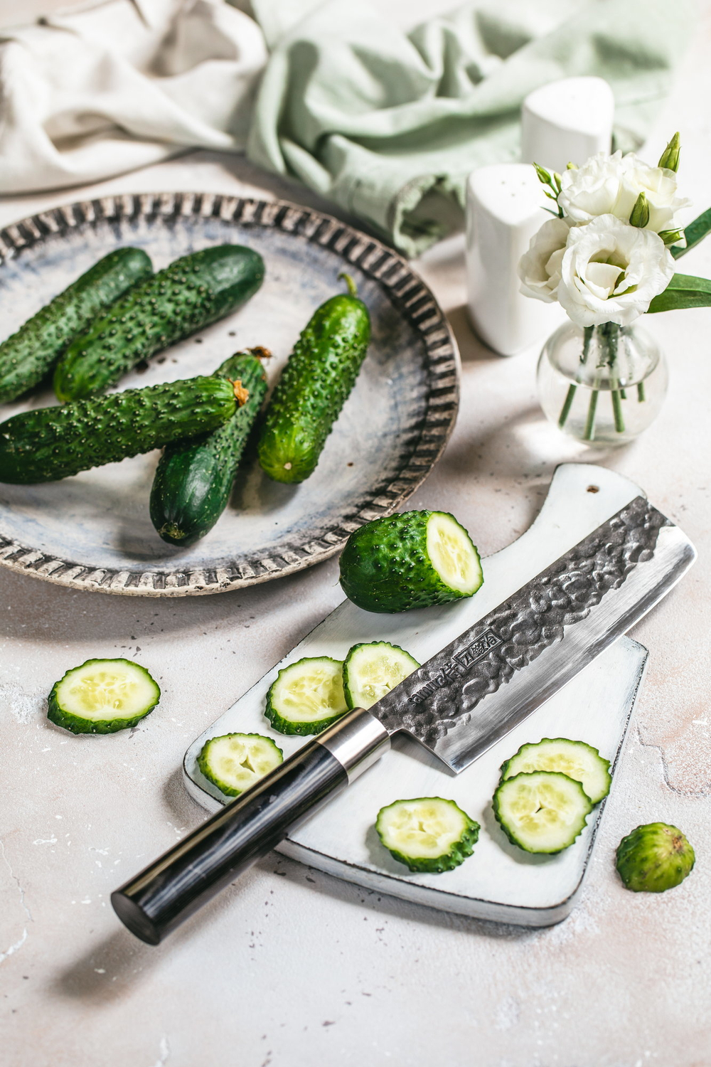 Нож кухонный Накири 16.8см, гвоздичное масло и салфетка Samura Blacksmith