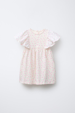 ZARA КОМБИНИРОВАННОЕ ПЛАТЬЕ С ВОЛАНАМИ, РОЗОВЫЙ