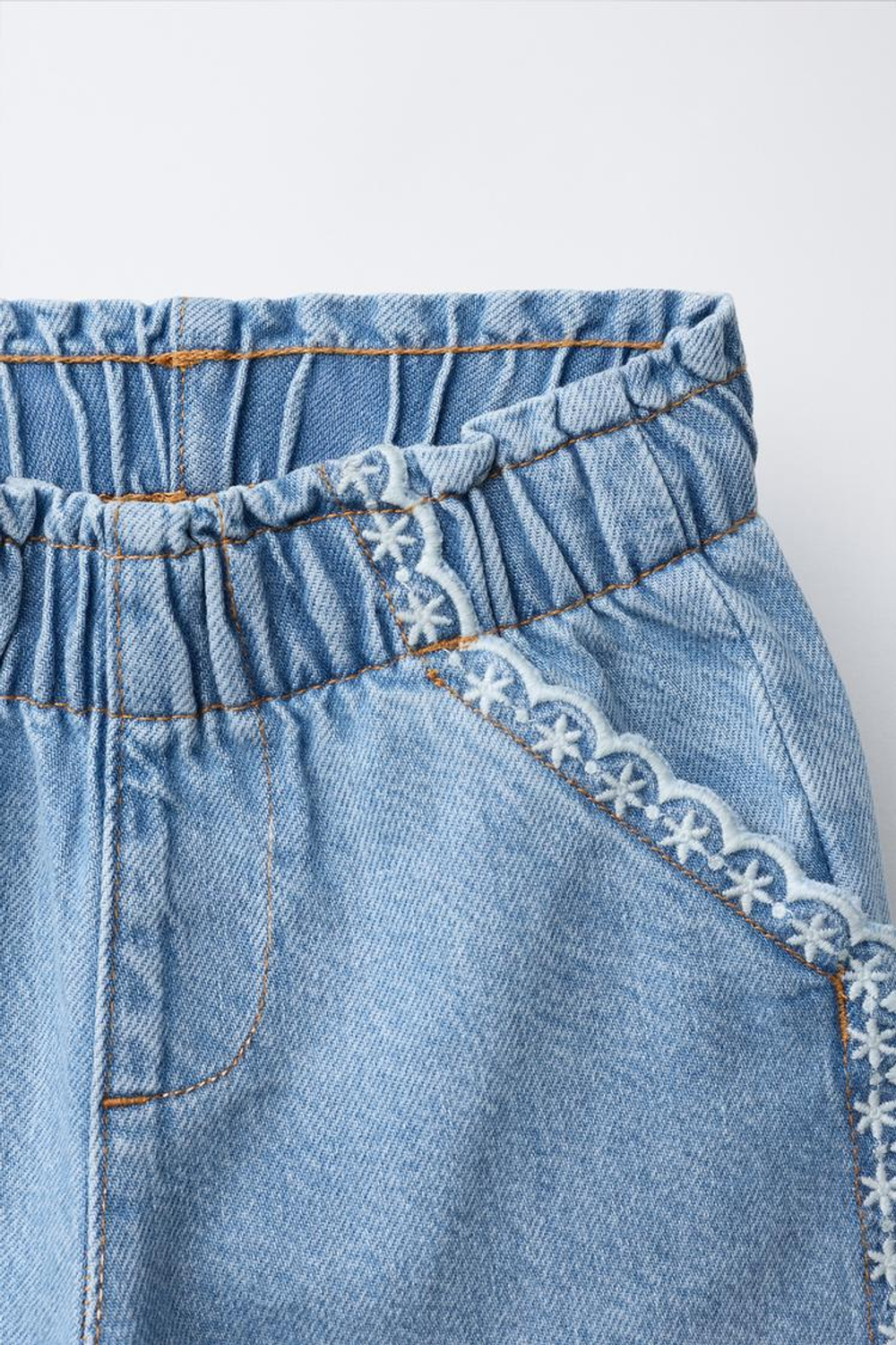 ZARA ДЖИНСЫ-КЮЛОТЫ ШИФФЛИ, ГОЛУБОЙ