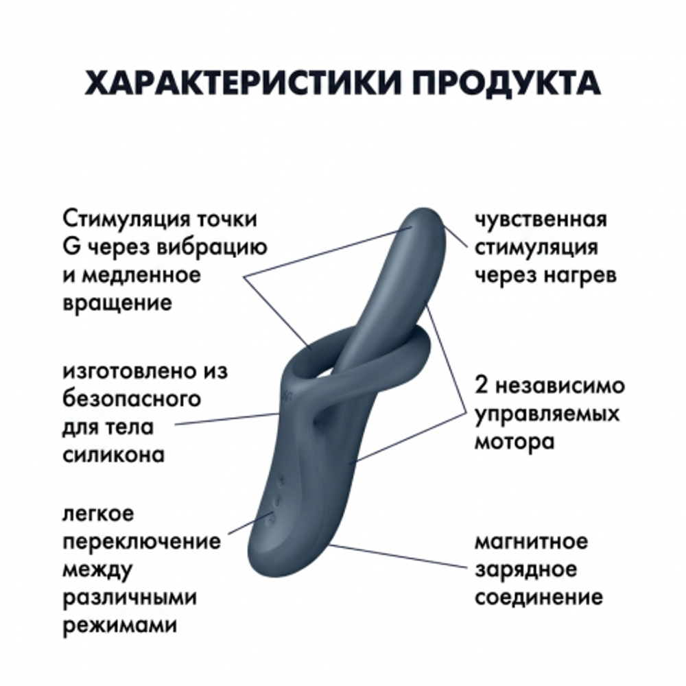 Вибратор с ротацией Satisfyer Heat Flex 4 серый (c подогревом)