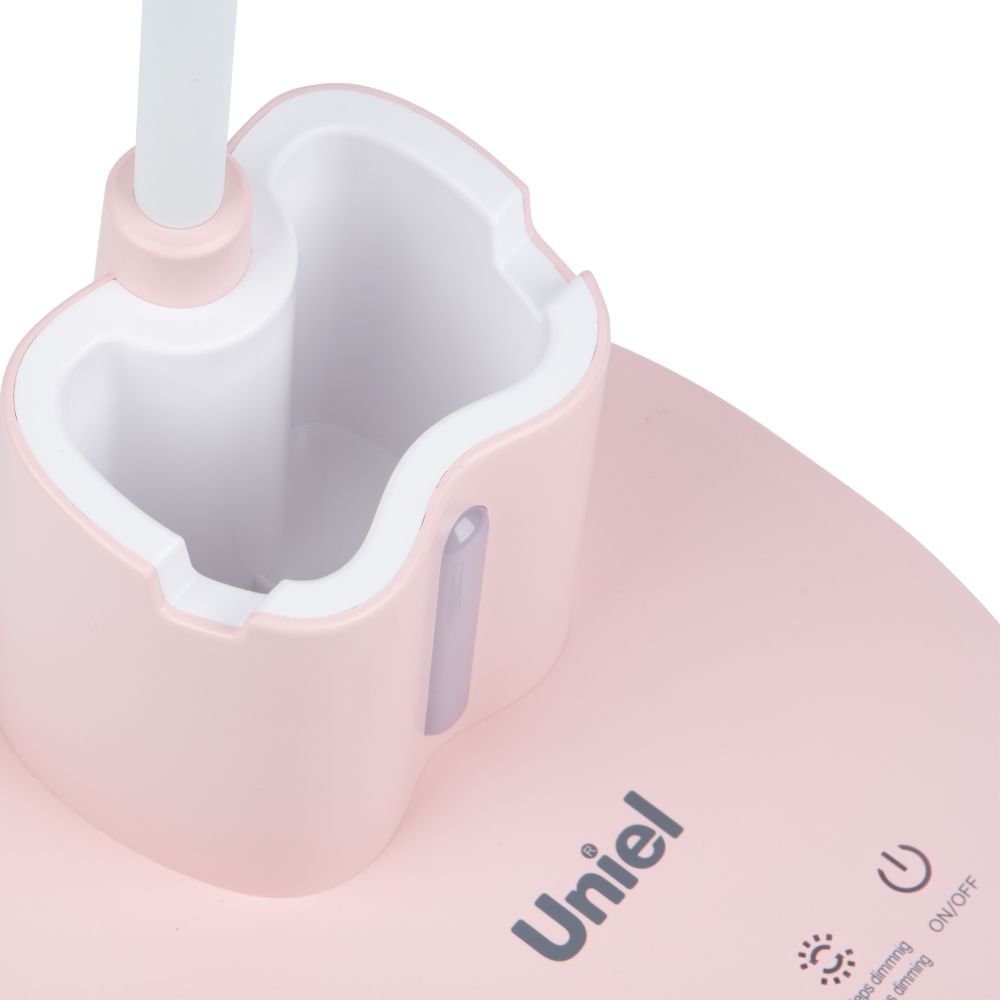 ULM-D150 15W-3000-6500K-DIM PINK Светильник настольный светодиодный с подставкой под телефон и канцелярские принадлежности. С ночной подсветкой. Сенсорный выключатель. Диммер. Розовый. TM Uniel