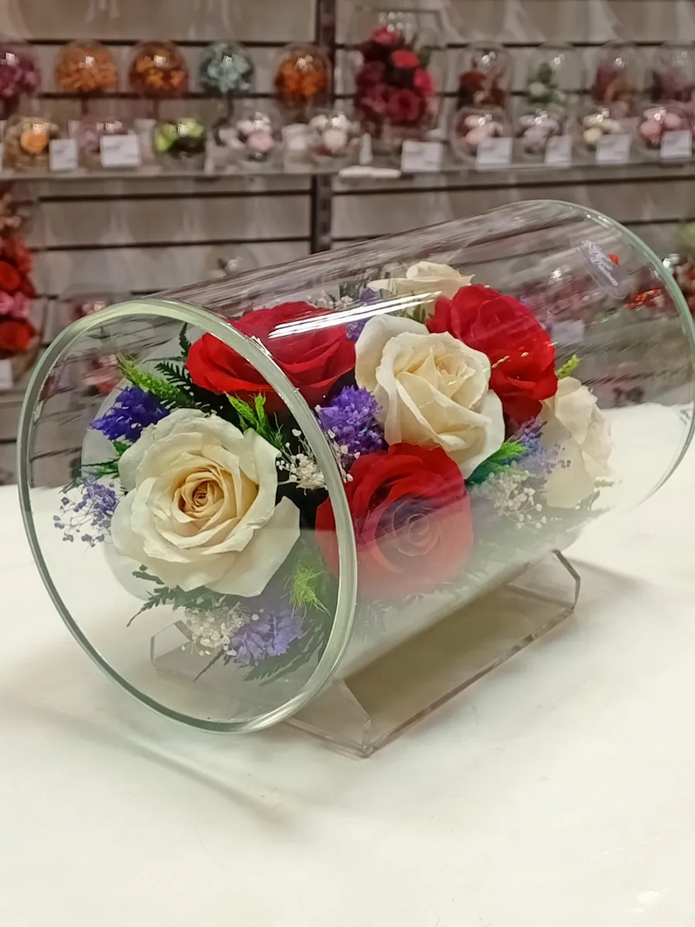 натуральные цветы в стекле, вакуум