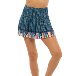 Женская теннисная юбка Lucky in Love Long Borderline Smocked Skirt Women - Dark Blue, Multicoloured