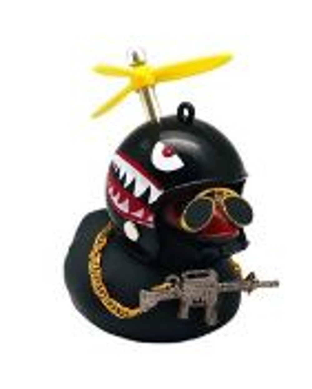 Игрушка на торпеду - УТКА в шлеме черном+автомат - черная