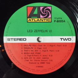 Винтажная виниловая пластинка LP Led Zeppelin III (Japan 1971) (No Obi) P-8005A