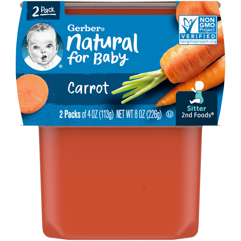 Gerber, Natural for Baby, 2nd Foods®, морковь, 2 пакетика по 113 г (4 унции)