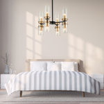 Люстра на штанге 8x40Вт E14, металл/стекло, черный/золото, прозрачный плафон