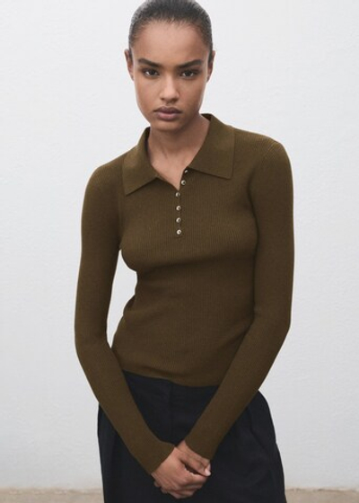 Джемпер в рубчик с воротником поло