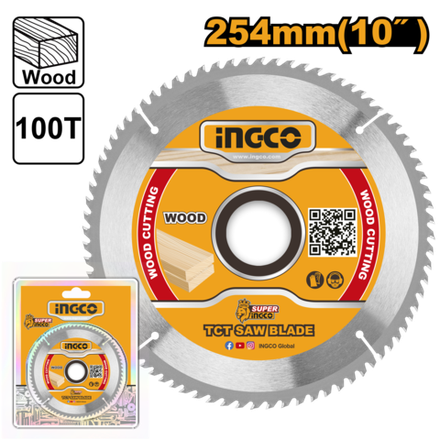 Диск пильный по дереву TCT INGCO TSB1254210 INDUSTRIAL 254х30 мм 100Т