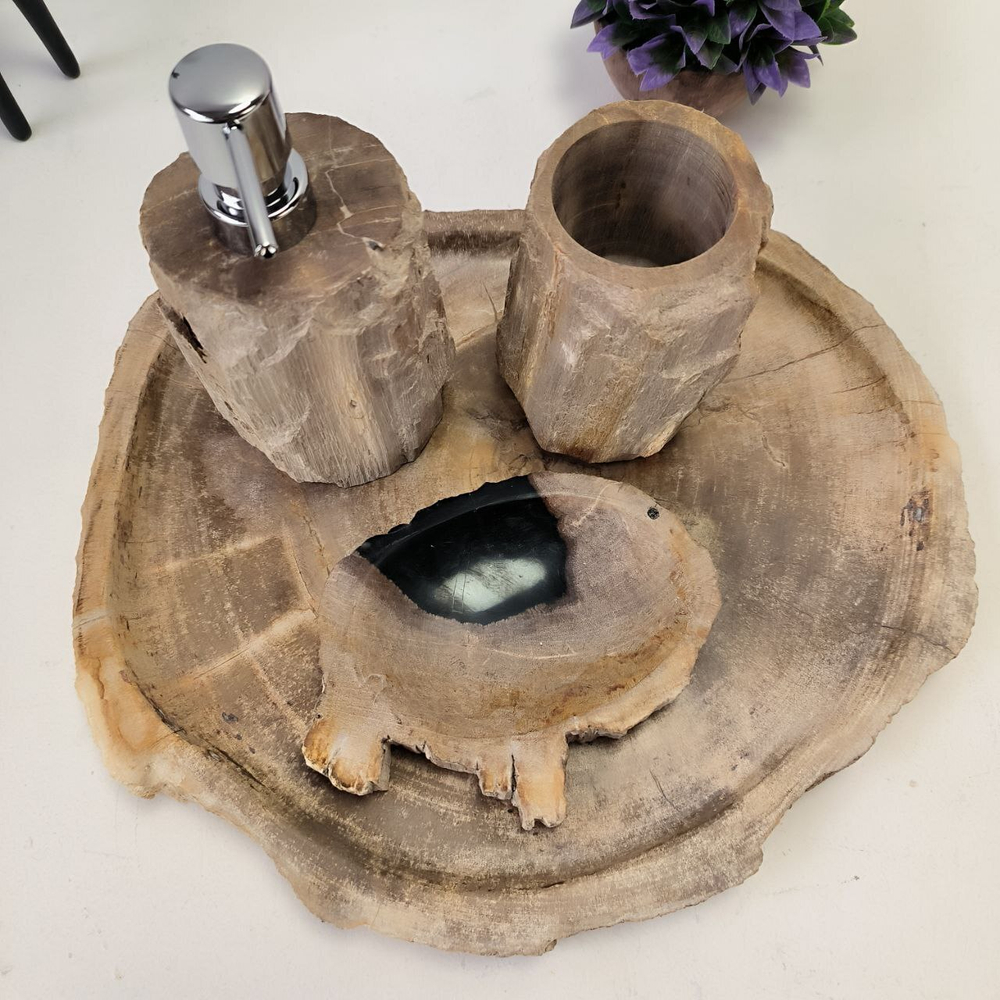Набор из окаменелого дерева 4 предм Fossil Set NF-63077 поднос 33см*37см