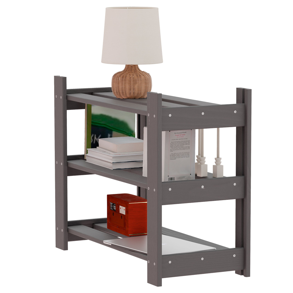 Стеллаж деревянный обувница 50 см для игрушек и для книг Альберт напольный, серый бейц / на балкон, для кухни, для рассады из массива сосны