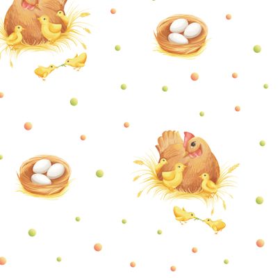 Курочки и горошек на белом