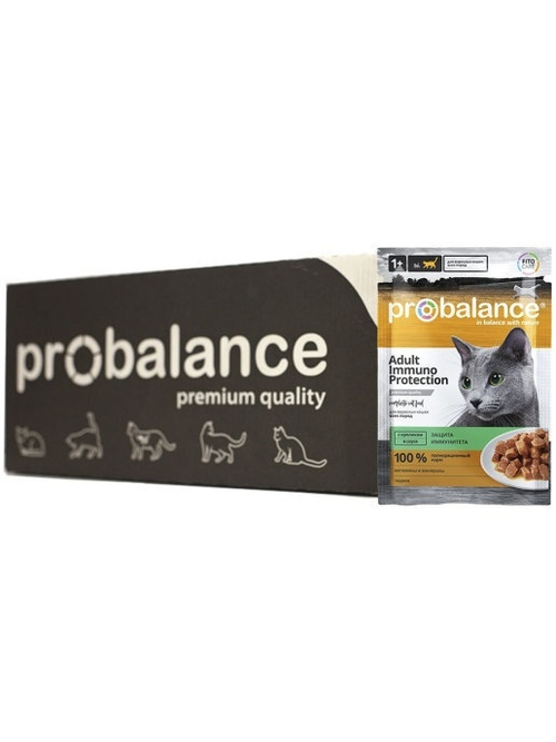 Влажный корм Pro Balance Adult Immuno для взрослых кошек, кролик, 25 шт x 85 г