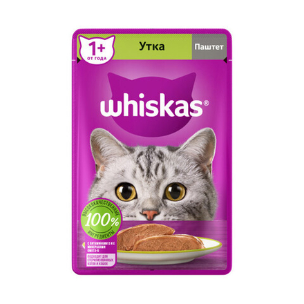 Паштет с уткой, 75г корм для кошек влажный Whiskas