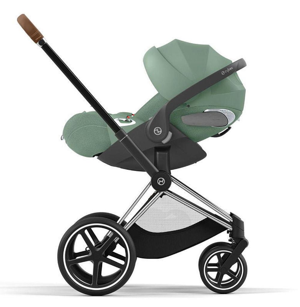 Коляска 3 в 1 Cybex Priam IV Chrome Brown complete и автокресло Cloud T i-Size Leaf Green Plus Cozy Beige