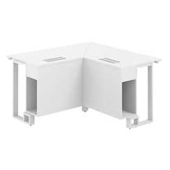 SP.0115.WH.WH.WH / Модуль угловой 1200х1200х750 / столешница:белый, подстолье:белый, металлокаркас:белый, лючок:серый