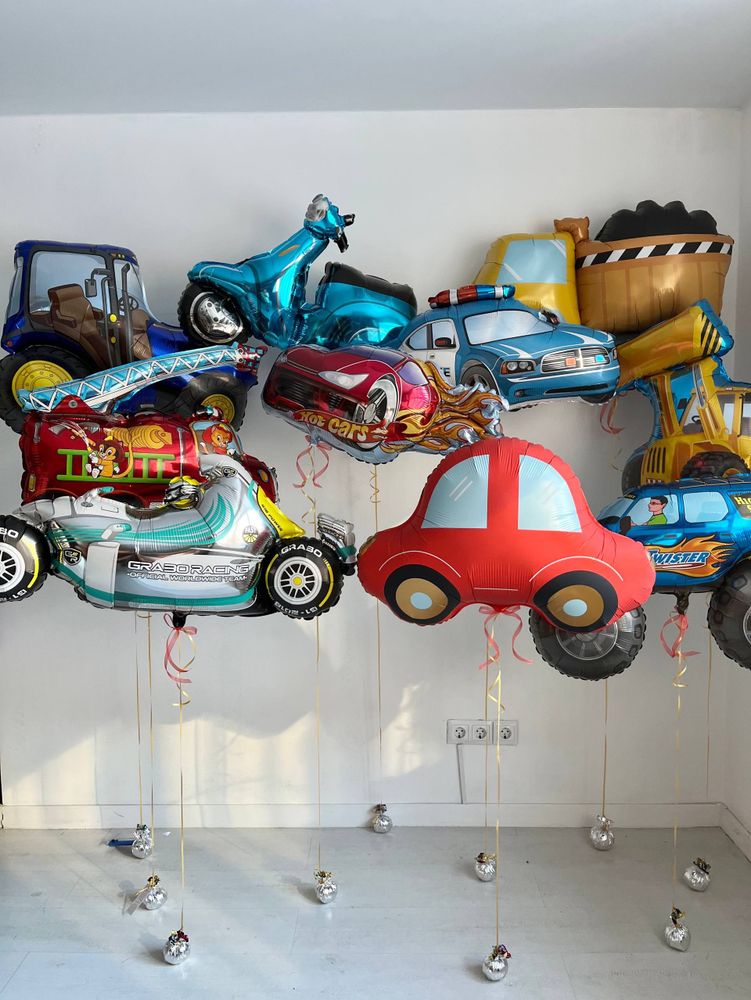 Воздушные шары спецтехника мопед/джип/полиция/пожарная машина/бульдозер/камаз/экскаватор/гонка№4137
