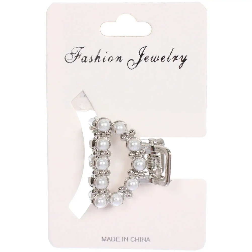 Заколка - краб для волос на блистере 1шт «PREMIUM», тоскана, цвет серебро и золото, 2.5*2.6см