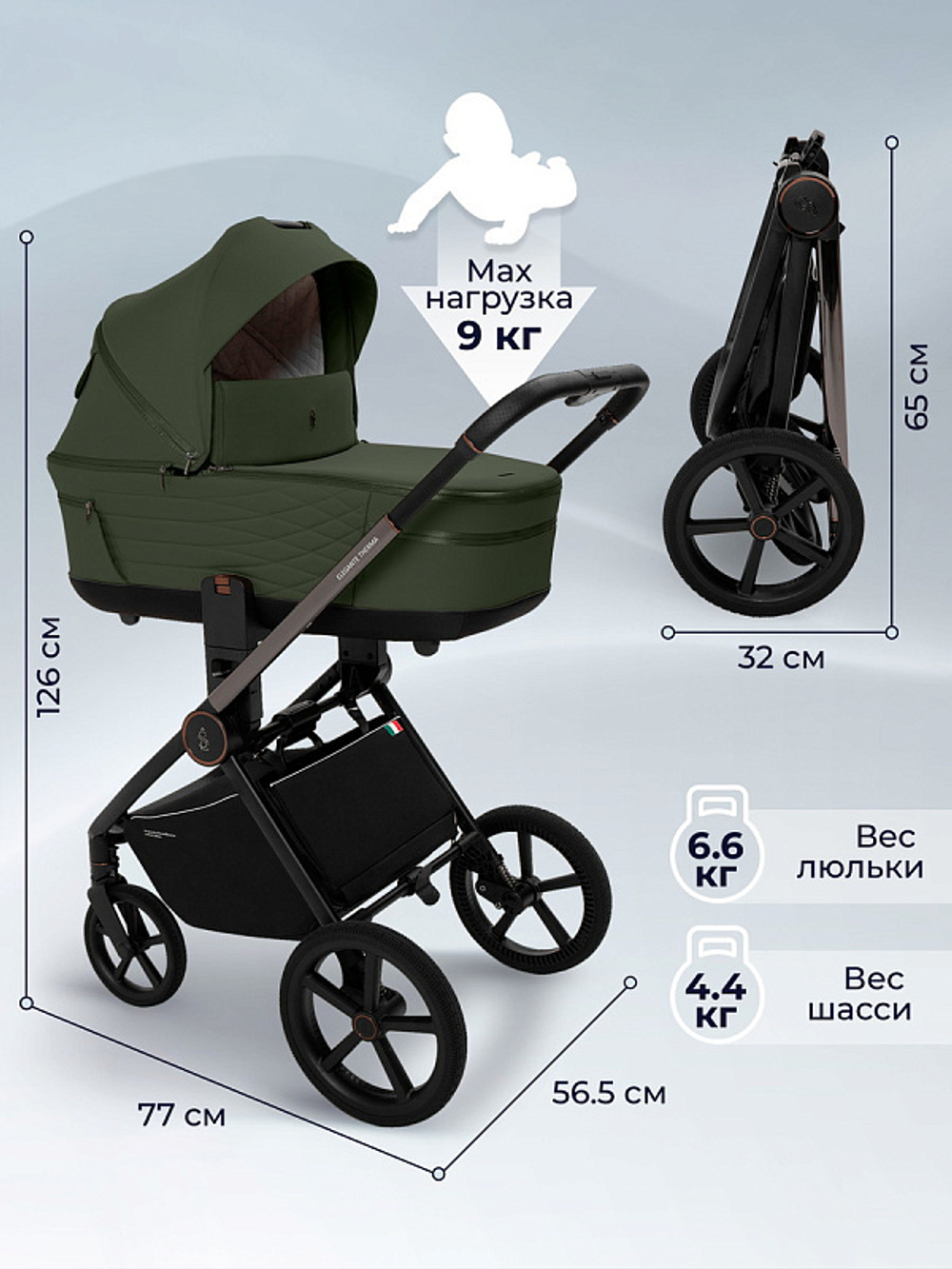 Детская коляска 3 в 1 Sweet Baby SBL Elegante Therma 427646 Green