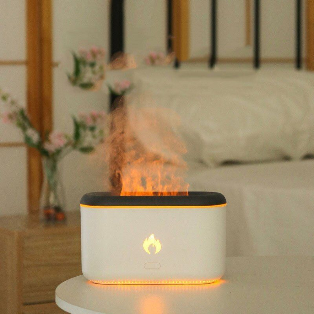 Светильник с увлажнителем эффект камина Flame Diffuser, белый