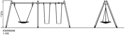 Качели с сиденьем «гнездо», Н=2,5 м, твёрдая древесина