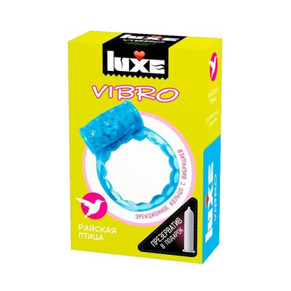 Эрекционное виброкольцо Luxe VIBRO «Райская птица» с презервативом