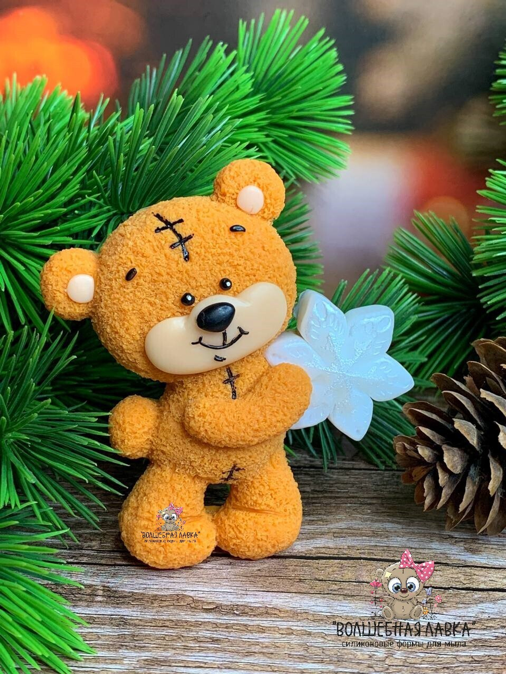 Силиконовая форма Мишка со снежинкой