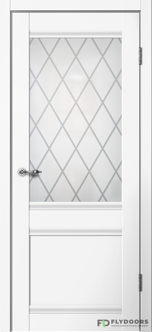Межкомнатная дверь Classic C01 ПО (Английская решётка) Белый эмалит
