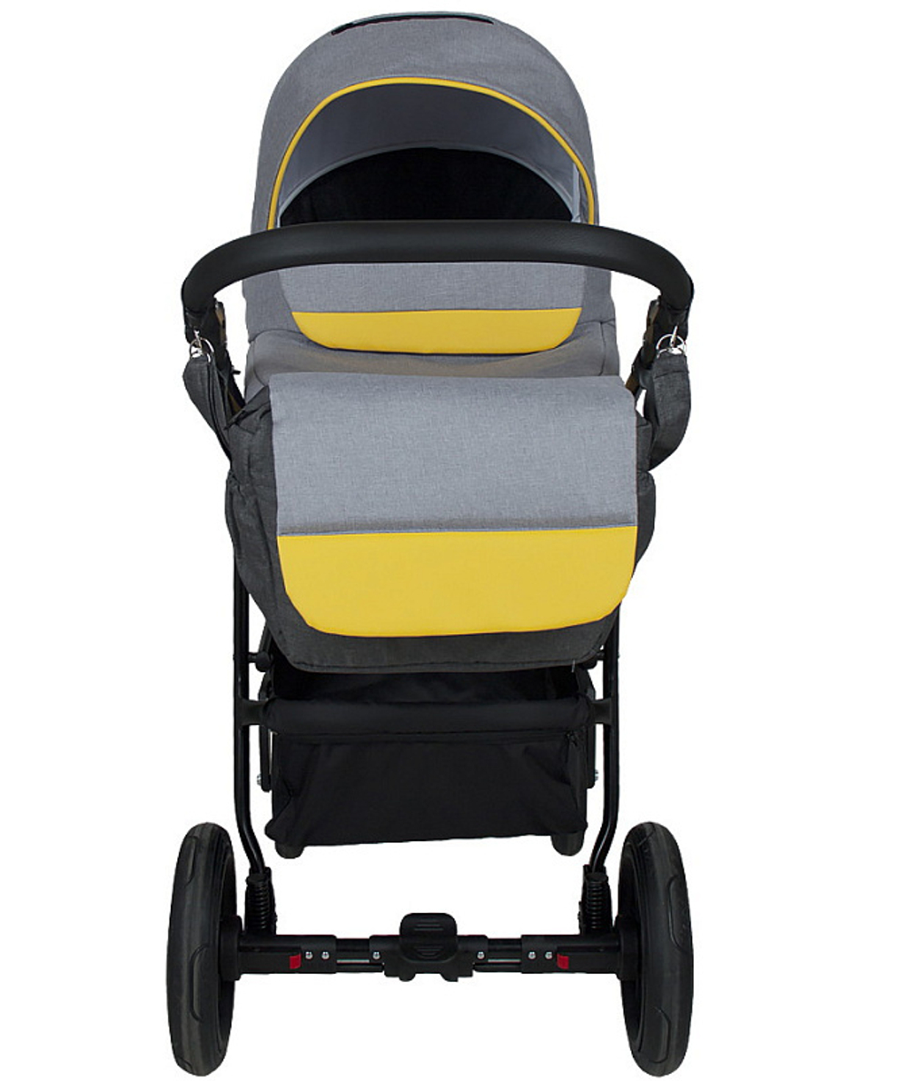 Детская коляска Alis Alvaro F 3 в 1 Al 02 т.серый+св.серый+желтая кожа