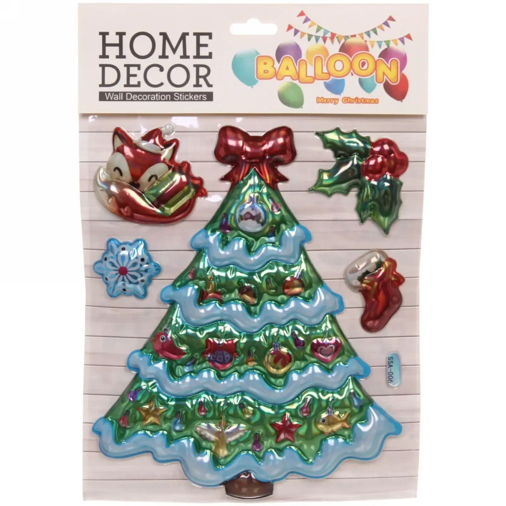 Наклейка новогодняя «Веселье» , лист 19х28 см,микс