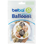 Шар латексный 35см Набор 6 шт Юбилей - 18 (Ассорти)