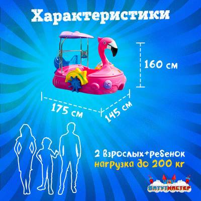 Семейная ручная лодка-катамаран «Фламинго» розовый, 2+1