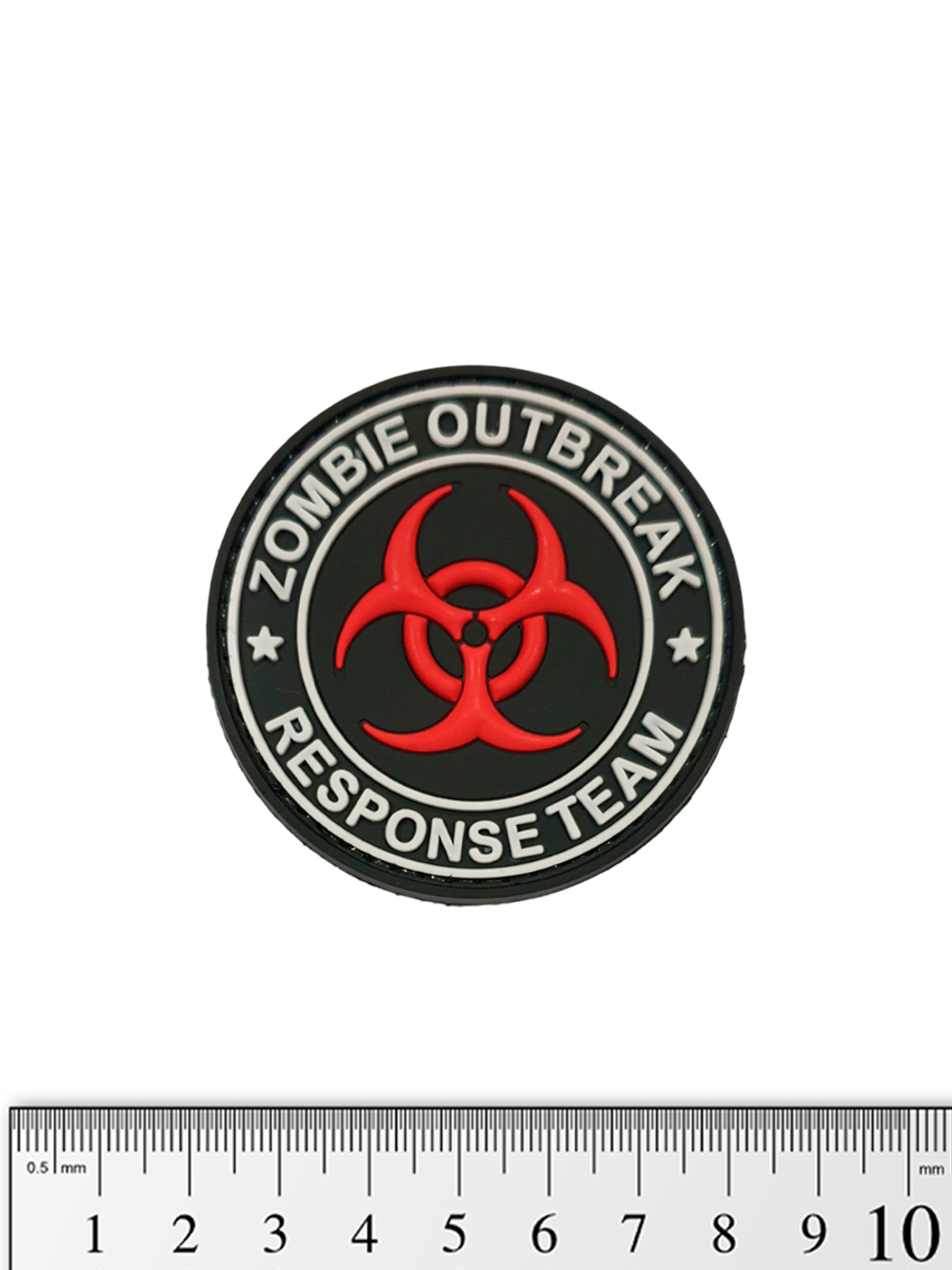 Шеврон Zombie Outbreak. Response Team (Biohazard) PVC. Красный на чёрном