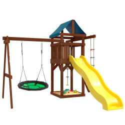 Детская площадка IgroWoods Premium с качелями гнездо Свиби в зеленом цвете ДП-4 Premium