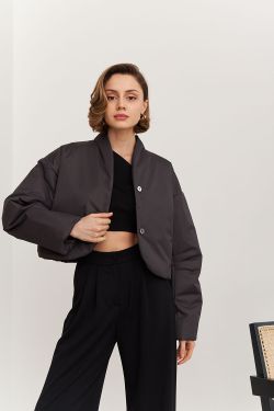 Куртка с объемными рукавами цвета графит