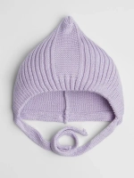 Чепчик для девочки вязаный на завязках на осень