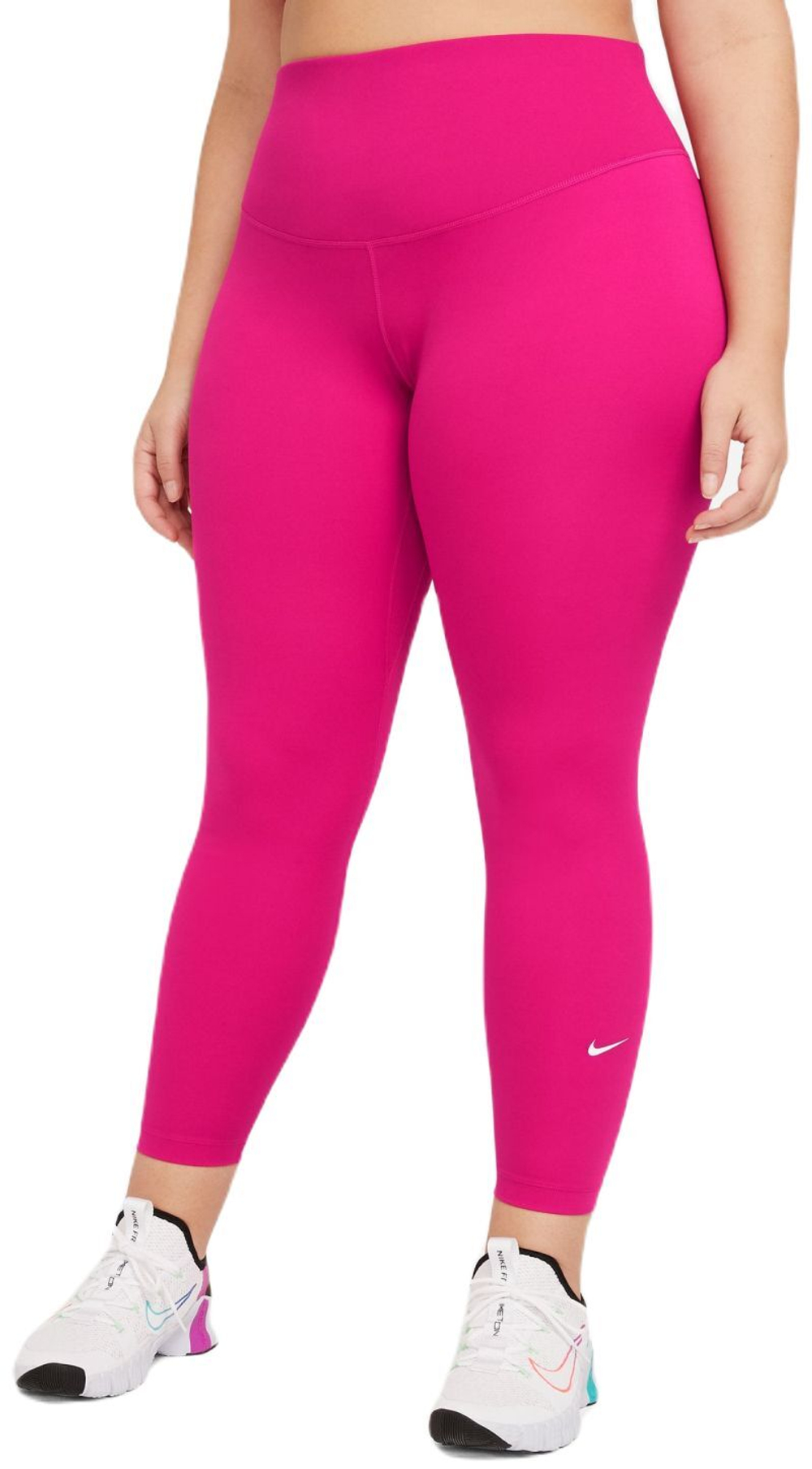 Леггинсы Nike One Dri-Fit Mid-Rise Tight - fireberry/white - Pink