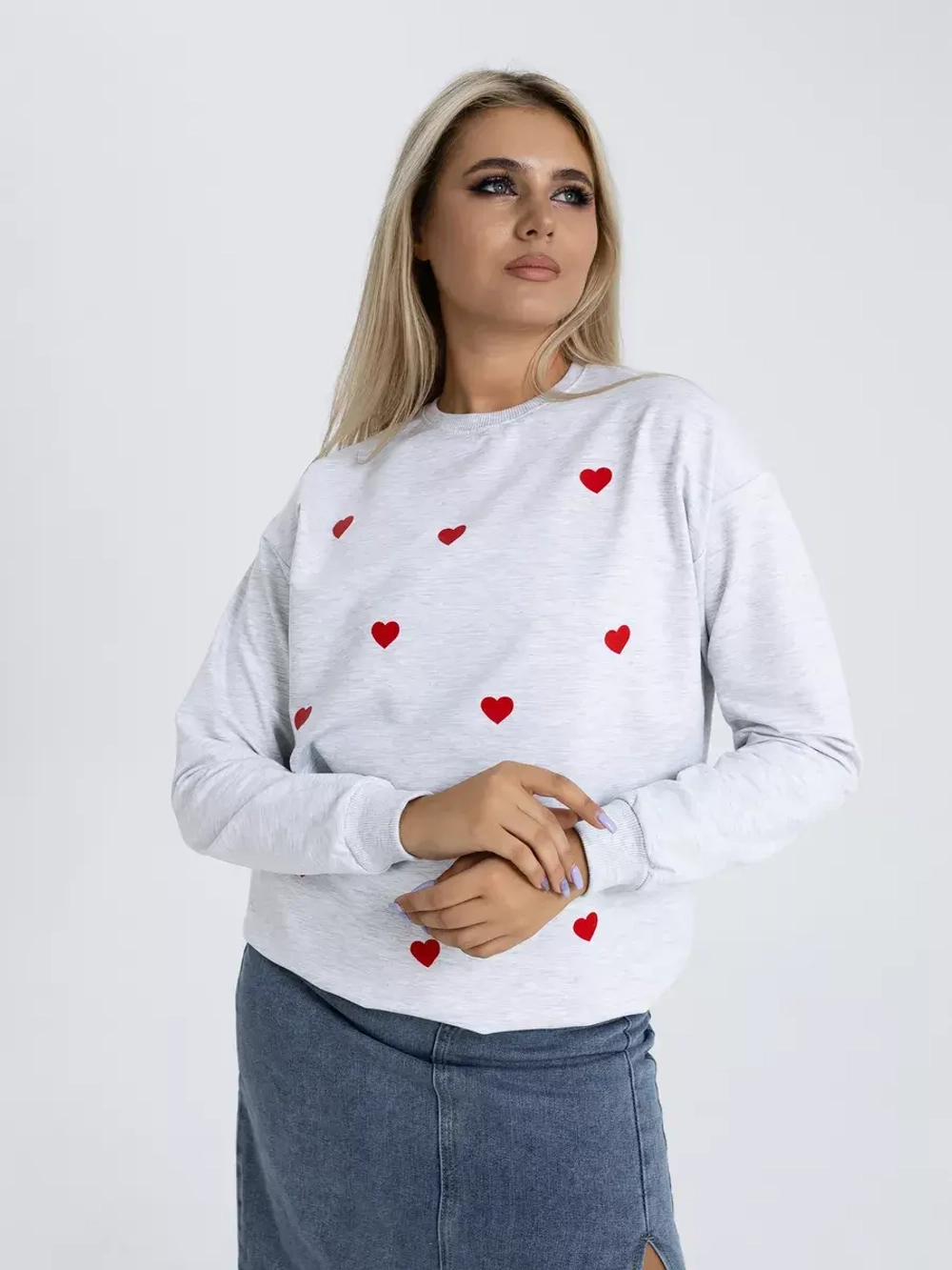 Лонгслив с сердечками