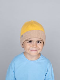 Шапка вязаная хлопковая ТВИНС(Мед, сандал)