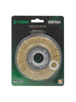 Кордщетка дисковая латунная для УШМ 100мм, в блистере RockForce##Rock FORCE RF-BWF004