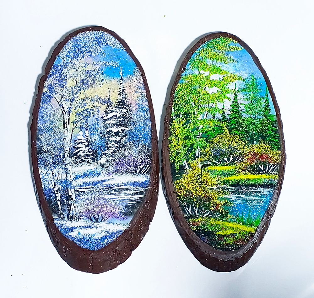 Панно на срезе дерева" времена года"