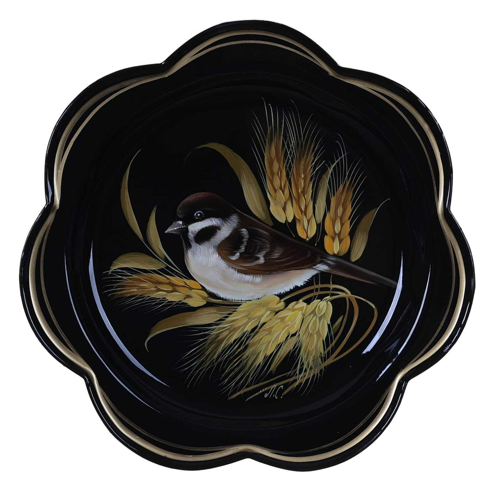 Жостовский поднос декоративный, размер 18 см (A1), металлический