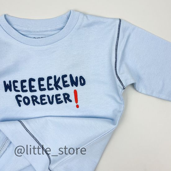 Свитшот из футера(тонкого) "Weekend forever", голубой