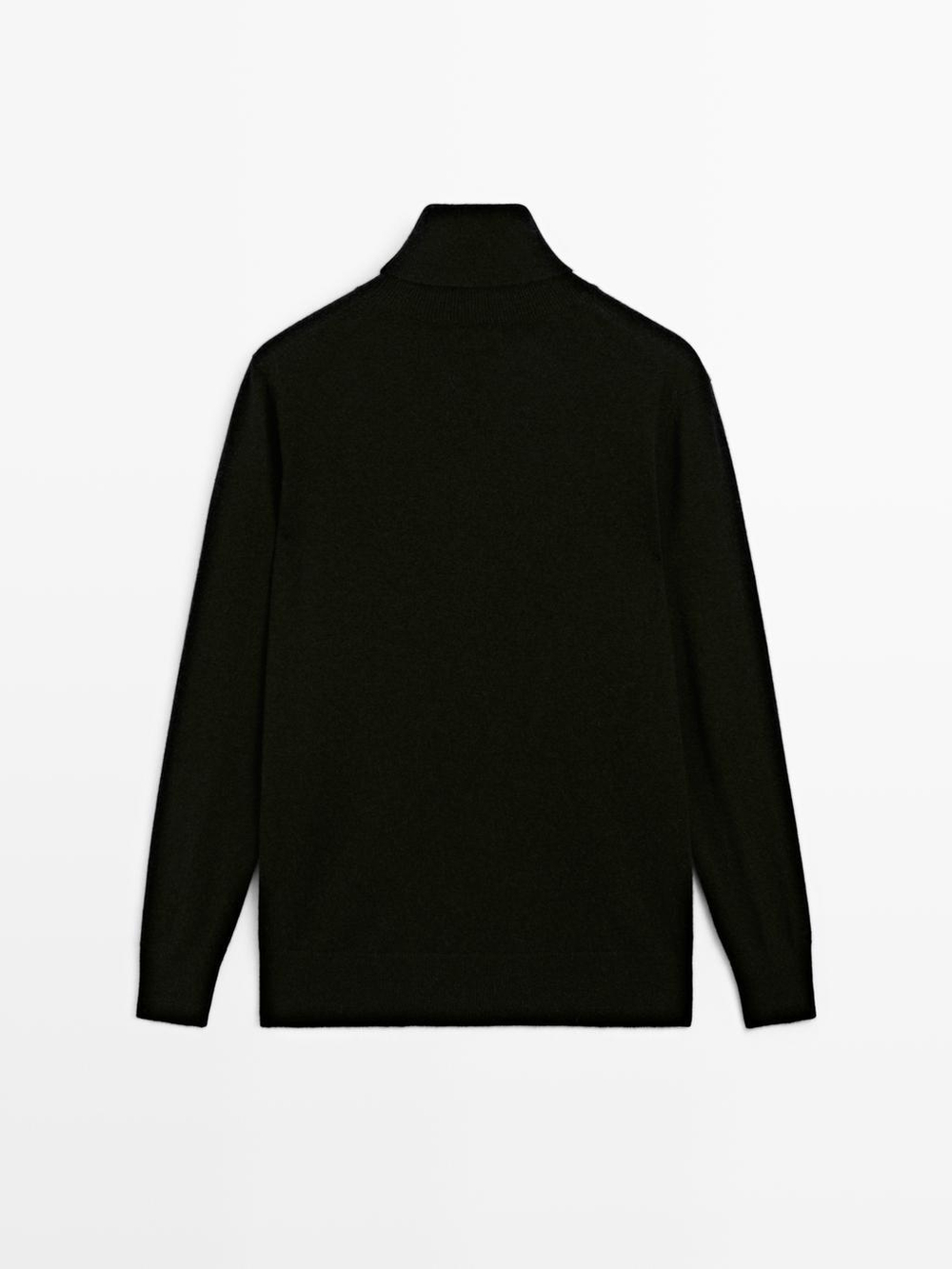 Massimo Dutti Трикотажный свитер из 100% кашемира с высоким воротником, черный