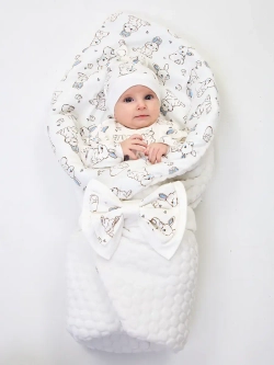 Летний конверт плюшевый на выписку для новорожденного